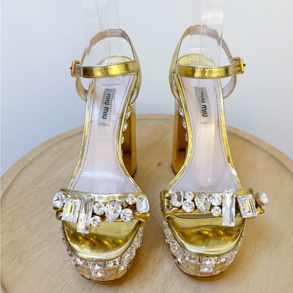 Miu Miu Mirror Embellished Crystal Platform Heel - Picture 5 of 13